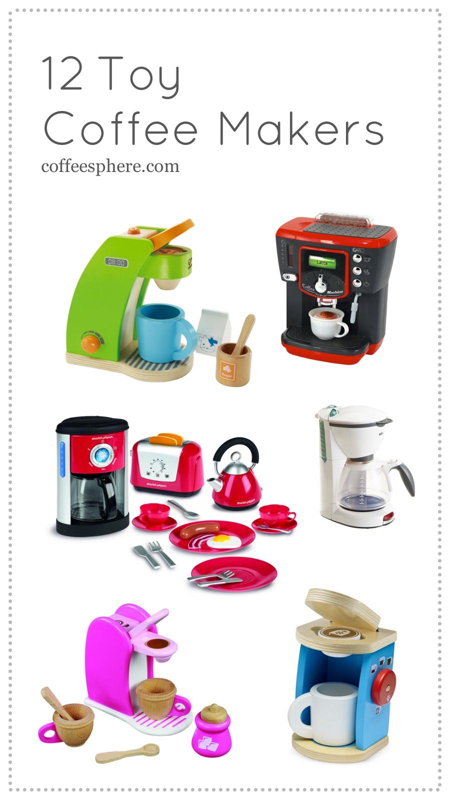 Kids Breakfast Toy Kit Kettle Toaster Coffee Maker Food Pretend